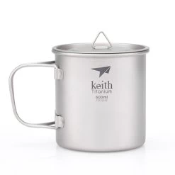 Single-Wall Titanium Mug With Folding Handle And Lid -Outdoor Camping Shop ti3205 1 26460.1653507144