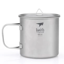 Single-Wall Titanium Mug With Folding Handle And Lid -Outdoor Camping Shop ti3208 1 60525.1653507144