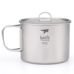 Single-Wall Titanium Mug With Folding Handle And Lid -Outdoor Camping Shop ti3209 29952.1653507144
