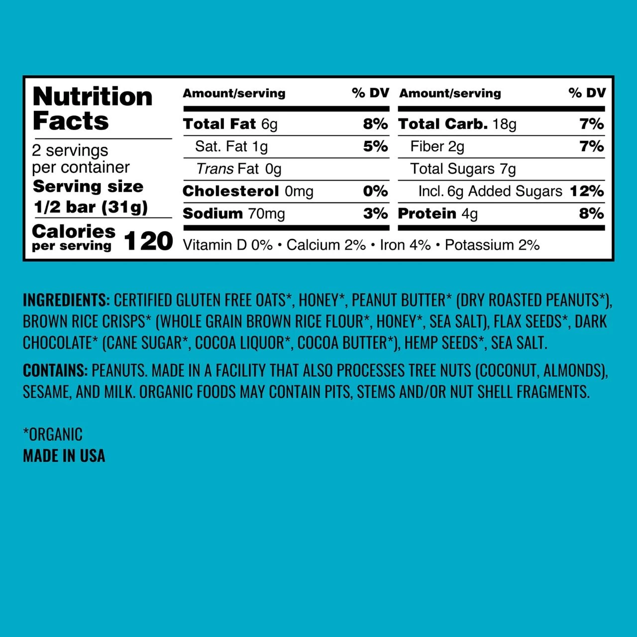 Peanut Butter Hemp & Flax Bar 4 Peanut Butter Hemp & Flax Bar - Image 2