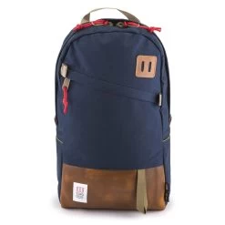 Topo Designs Daypack Leather -Outdoor Camping Shop daypack navy brown leather front2x rsz 81364.1660844888